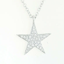 Load image into Gallery viewer, 14k white Gold 0.09Ct Diamond star necklace gift for her 18" adjustable chain