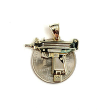 Load image into Gallery viewer, 10k yellow Gold solid Uzi machine gun Pendant charm gift male fine jewelry 2.2g