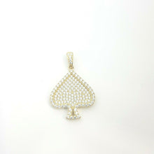 Load image into Gallery viewer, 14k yellow Gold Ace of spade Pendant with cubic zirconia fine gift jewelry 4.6g