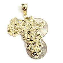 Load image into Gallery viewer, 10k yellow gold nugget Africa continent outline map pendant charm jewelry 9.2g