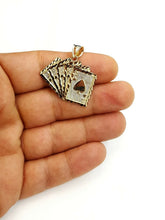 Load image into Gallery viewer, 10k yellow solid Gold playing card Pendant charm casino fine jewelry unisex 3.1g