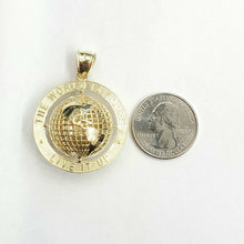 Load image into Gallery viewer, 10k yellow gold round globe planet earth world map pendant 2 sides 3D gift 7.6g