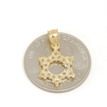 Load image into Gallery viewer, 14k yellow gold star of David Israel pendant cubic zirconia fine jewelry 1.2g