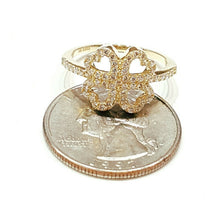Load image into Gallery viewer, 14k yellow Gold woman's clover leaf heart ring cubic zirconia size 7.25