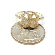 Load image into Gallery viewer, 14k yellow Gold woman's clover leaf heart ring cubic zirconia size 7.25