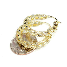 Load image into Gallery viewer, New 10K yellow Gold 1.29" 4mm Turkish hoop Earrings Round fine jewelry 4.9g