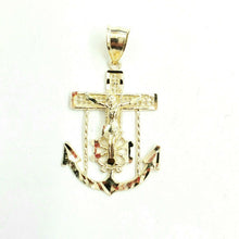 Load image into Gallery viewer, New 10k solid yellow Gold Jesus anchor and wheel Pendant charm fine jewelry 3.1g