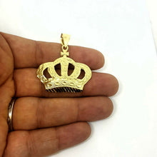 Load image into Gallery viewer, 10k yellow gold crown pendant charm fine jewelry gift necklace diamond cut 4.8g