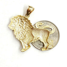 Load image into Gallery viewer, 10k yellow Gold lion full body Leo zodiac Pendant diamond cut fine jewelry 2.6g