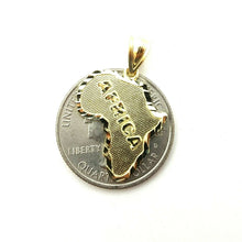 Load image into Gallery viewer, 10k yellow gold Africa continent outline map pendant charm fine gift unisex 1.7g