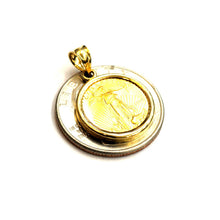 Load image into Gallery viewer, 14K Gold pendant With genuine 5 dollars 1/10 oz 22k American eagle coin 4.3g