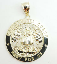 Load image into Gallery viewer, 10k yellow gold round virgin caridad del cobre pendant religious gift 1.44" 9.5g