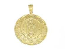 Load image into Gallery viewer, 10k yellow gold hollow two sided Jesus & virgin Guadalupe pendant 1.79" 17.2g