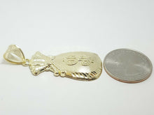 Load image into Gallery viewer, 10k yellow gold dollar sign money bag lucky pendant charm fine gift jewelry 4.3g