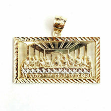 Load image into Gallery viewer, 10k two tone gold last supper pendant charm diamond cut fine gift jewelry 8.4g