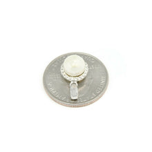 Load image into Gallery viewer, 14k white gold round 8mm fresh water pearl Pendant charm with zirconia gift 1.8g