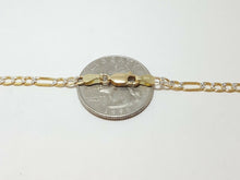 Load image into Gallery viewer, Men's Women's 14K two-tone Gold hollow Figaro Link Chain jewelry 3.4mm 18" 4.1g