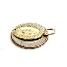 Load image into Gallery viewer, 14k solid yellow gold oval virgin Miraculous Milagrosa pendant religious 2.5g