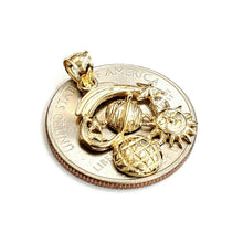 Load image into Gallery viewer, 14k yellow gold sun moon shooting star planets pendant charm fine jewelry 2.1g