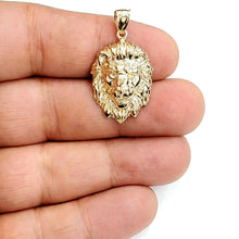 Load image into Gallery viewer, 14k yellow solid Gold lion Leo head face zodiac Pendant charm fine jewelry 4.7g