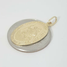 Load image into Gallery viewer, 14k solid yellow gold oval saint Christopher pendant charm fine religious 2.9g