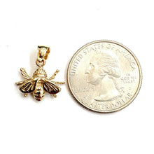 Load image into Gallery viewer, 14k yellow Gold solid honey bee 3D Pendant charm gift fine jewelry 1.5g
