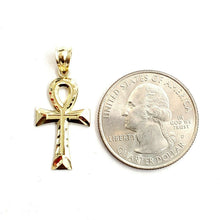 Load image into Gallery viewer, 10k yellow gold Egyptian ankh cross pendant charm fine religious jewelry 0.9g