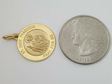 Load image into Gallery viewer, New 14k yellow gold round saint Jude Judah Thaddeus pendant religious 0.73" 3.1g