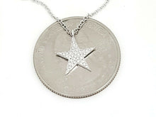 Load image into Gallery viewer, 14k white Gold 0.09Ct Diamond star necklace gift for her 18" adjustable chain