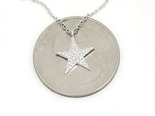 Load image into Gallery viewer, 14k white Gold 0.09Ct Diamond star necklace gift for her 18" adjustable chain