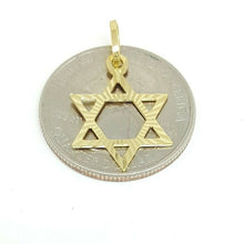 Load image into Gallery viewer, 14k yellow gold star of David Jewish Israel charm pendant religious jewelry 0.9g
