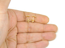 Load image into Gallery viewer, 14k yellow Gold 0.16Ct Round Diamond flower stud Earrings Push Back Fastening