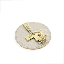 Load image into Gallery viewer, New 14k two tone gold cross Jesus pendant charm fine gift religious jewelry 1.1g