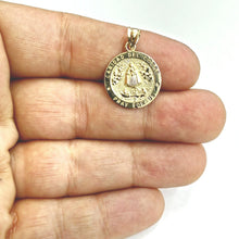 Load image into Gallery viewer, 10k yellow gold round virgin Caridad del Cobre pendant fine jewelry 0.69" 1.6g