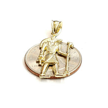 Load image into Gallery viewer, 10k yellow Gold Egypt jackal god Anubis holding Ankh Pendant fine jewelry 1.6g
