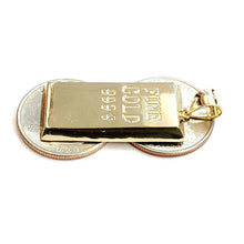 Load image into Gallery viewer, New 10k Yellow Gold 999.9 fine 3D gold bar brick bar Pendant charm jewelry 6.5g
