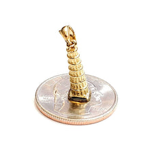 Load image into Gallery viewer, 14K Yellow Gold 3D Famous Leaning Tower of Pisa Charm Pendant Fine Jewelry 2.3g