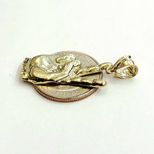Load image into Gallery viewer, 10k yellow gold victory sign peace hand gesture pendant unisex diamond cut 2.1g