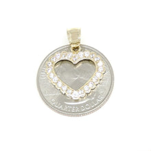 Load image into Gallery viewer, New 14k yellow Gold heart Pendant charm zirconia gift for her fine jewelry 1.9g