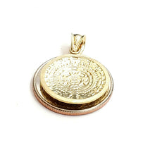 Load image into Gallery viewer, 10k yellow Gold solid Aztec Mayan sun calendar Azteca pendant gift 0.80" 2.7g