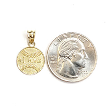 Load image into Gallery viewer, New 10k yellow Gold tiny baseball #1 player Pendant charm sport jewelry 1.1g