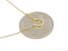 Load image into Gallery viewer, 14k yellow Gold 0.06Ct Diamond horseshoe necklace gift luck 18" adjustable chain