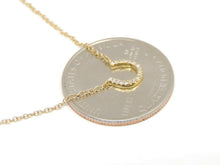 Load image into Gallery viewer, 14k yellow Gold 0.06Ct Diamond horseshoe necklace gift luck 18" adjustable chain