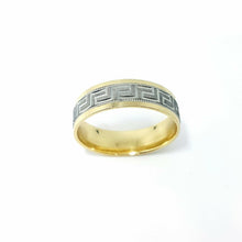 Load image into Gallery viewer, Men Women new 10K Greek key two tone Gold Wedding Band Comfort Fit 6MM Size 8