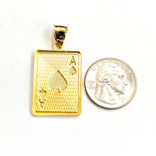 Load image into Gallery viewer, 10k yellow Gold Ace of spade Pendant playing card gambling fine jewelry 4.9g