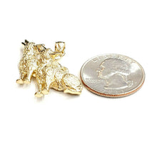 Load image into Gallery viewer, 14k yellow Gold howling wolf pack body animal Pendant charm fine jewelry 6.7g