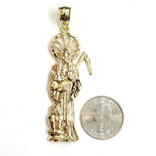 Load image into Gallery viewer, 10k yellow gold Santa Muerte holy death Pendant fine gift jewelry unisex 8.8g