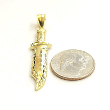 Load image into Gallery viewer, New 10k yellow Gold dagger knife Pendant charm Unisex Gift fine jewelry 3.5g