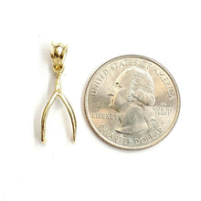 Load image into Gallery viewer, New 10k yellow Gold solid wishbone pendant lucky good luck fine gift jewelry 1g