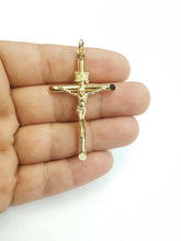 Load image into Gallery viewer, New 10k yellow gold hollow cross Jesus pendant charm fine jewelry religious 4.3g
